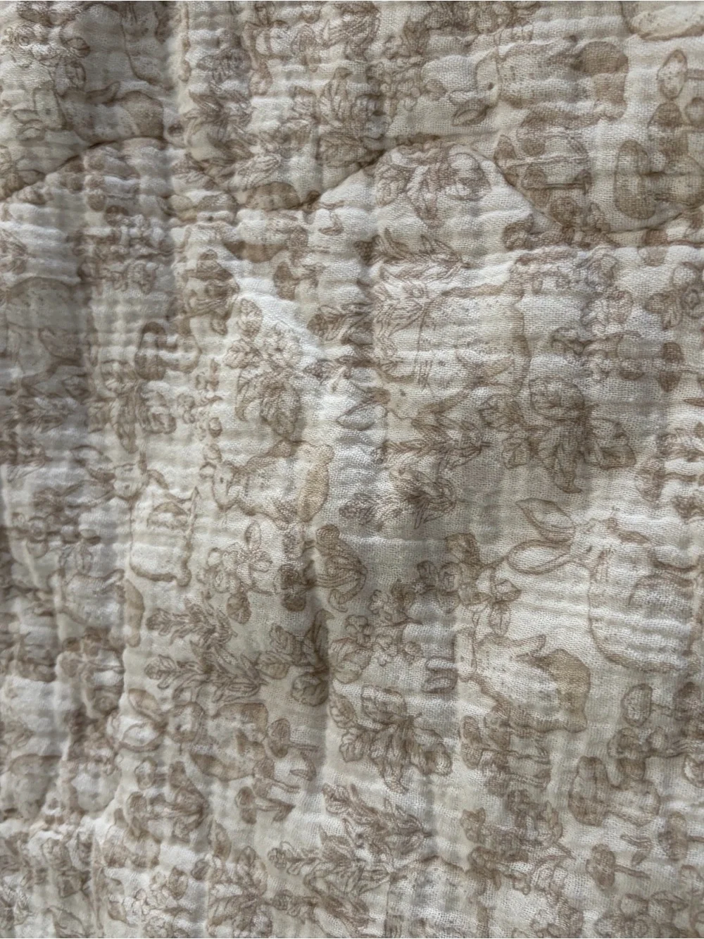 Neutral Beige Floral Quilted crib blanket with matching crib sheet mushie